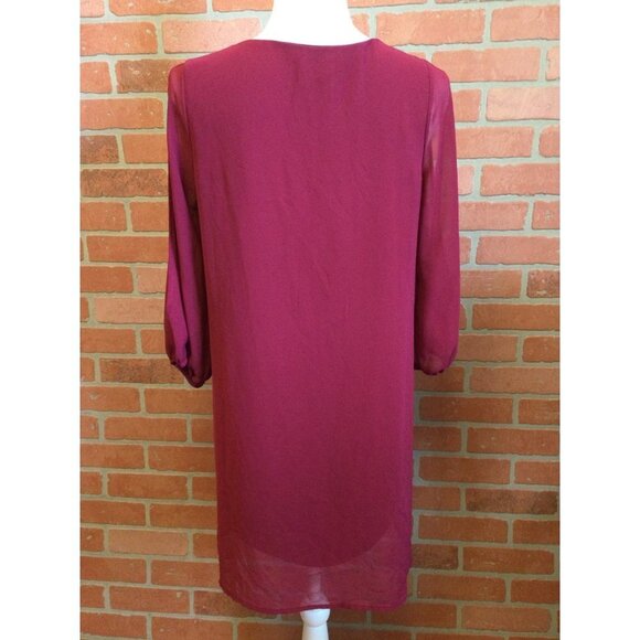Lulu's Shifting Dears Long Sleeve Shift Dress Cold Shoulder Scoop Neckline Small - Picture 4 of 7